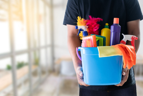 Cleaning products with copy space