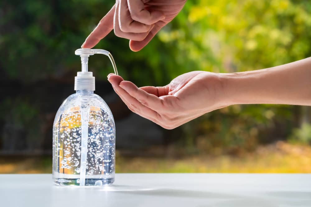 Gel to sanitize hands-on corona time