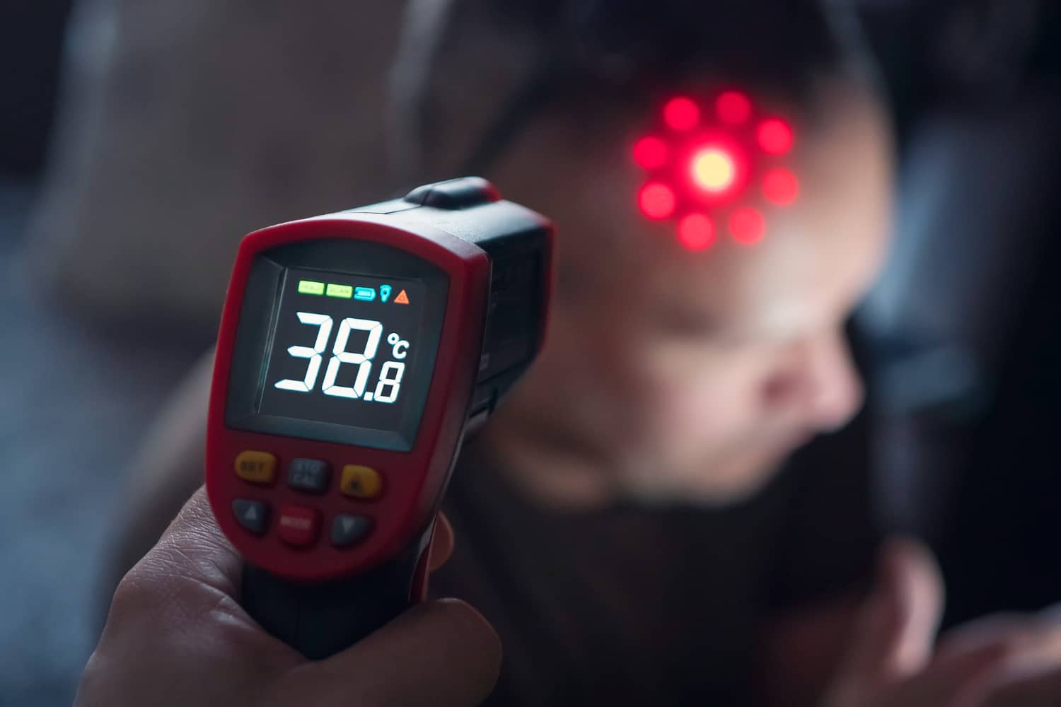 Check body temperature at the entrance shop